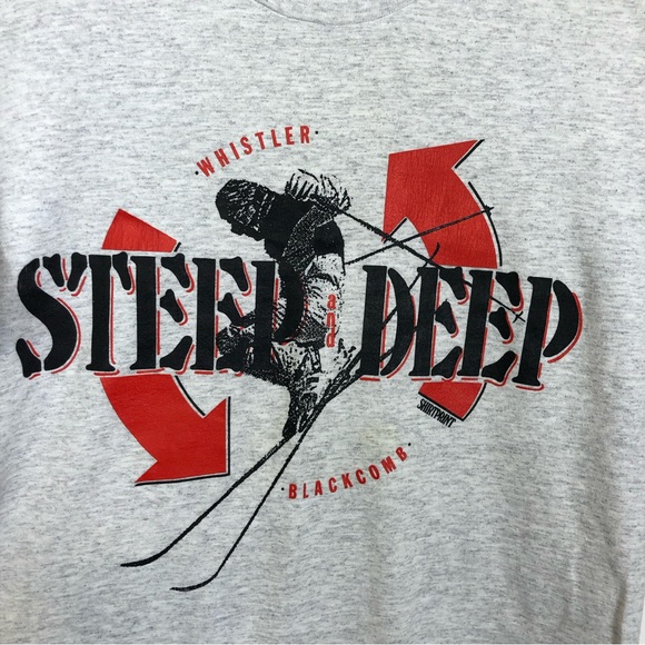 Vintage 80s Whistler Blackcomb Skiing Graphic Print T-Shirt Sz - Picture 2 of 11